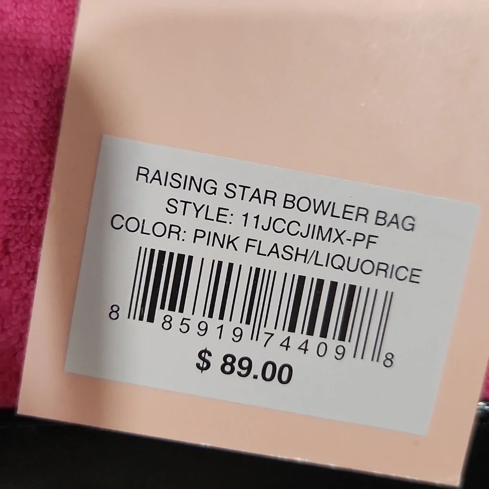 💕Juicy Couture▪️raising star pink Lemondade/ Liquorice terry cloth Bowler Bag